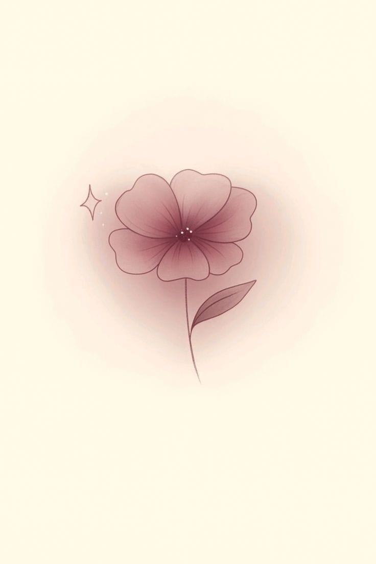 Delicate mauve flower on a warm cream background